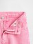 Kız Çocuk Pembe Mid Rise Longline Denim Şort 3