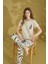 Yazı ve Gül Desenli Yakası Düğmeli Pijama Takımı 1