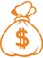 Dolar Para Çantası Araba Sticker 17X17 cm Turuncu 1
