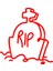 Rip Mezar Taşı Araba Sticker 17X17 cm Kırmızı 1