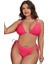 Yaz Büyük Beden Bikini Mayo Kadın Pembe Büyük Göğüs Jakarlı Üç Nokta Sırtı Açık Bölünmüş Mayo (Yurt Dışından) 1