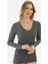 Uzun Kollu V Yaka Slim Fit Kadın Body 2039 1
