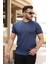 Erkek Ince Çizgi Dokulu Bisiklet Yaka Kısa Kollu T-Shirt 1