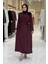 Gül Detaylı Elbise 3976 Bordo 1