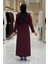 Gül Detaylı Elbise 3976 Bordo 2