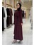 Gül Detaylı Elbise 3976 Bordo 3