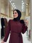 Gül Detaylı Elbise 3976 Bordo 4