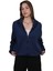Kadın Modal Kumaş Dik Yaka Rahat Kalıp Lacivert Ceket Hırka 4
