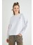 Lisanslı Baskılı Kalın Oversize Beyaz Sweatshirt 1