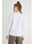 Lisanslı Baskılı Kalın Oversize Beyaz Sweatshirt 2