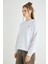 Lisanslı Baskılı Kalın Oversize Beyaz Sweatshirt 3