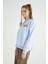Lisanslı Baskılı Kalın Mavi Sweatshirt 3