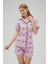 Lisanslı Düğmeli Pembe Kısa Kollu Pijama Takım 1