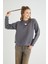 Lisanslı Baskılı Kalın Oversize Fit Gri Sweatshirt 1