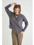 Lisanslı Baskılı Kalın Oversize Fit Gri Sweatshirt 2