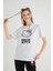 Lisanslı Baskılı Basic Beyaz T-Shirt Kalıp Pamuk 1