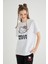 Lisanslı Baskılı Basic Beyaz T-Shirt Kalıp Pamuk 2
