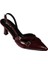 Yazkış Kadın Gümüş Saten Bordo Rugan Üstü Toklaı Burnu Sivri 7cm Ince Topuklu Stiletto Ayakkabı 1