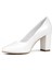 Kadın Beyaz Topuklu Deri Klasik Ayakkabı 4
