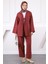 Bordo Kimono Pantolonlu Modal Takım 2