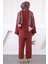 Bordo Kimono Pantolonlu Modal Takım 3