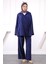 Lacivert Kimono Modal Pantolonlu Takım 2