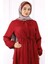 Bordo Bel Bağlamalı Dantelli Elbise 4