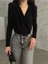 Siyah Kruvaze Yaka Vatkalı Bodysuit 2