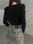 Siyah Kruvaze Yaka Vatkalı Bodysuit 5