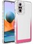 Xiaomi Redmi Note 10 Pro Kılıf Simli ve Renk Geçiş Tasarımlı Lens Korumalı Klfs Park Kapak-Beyaz-Pembe 1