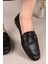 Riva Kare Tokalı Loafer Siyah 4