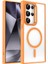 Galaxy S24 Ultra Kılıf Magsafe Şarj Özellikli Standlı Klfs Magsafe Klon Kapak-Turuncu 1