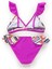 Kız Çocuk Desenli Volanlı Pembe Bikini Takımı 2