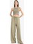 Yeni Sezon Keten Karışımlı Palazzo Pantolon Wide Leg Geniş Bol Paça Üç Cepli Normal Bel Basic Düz Standart Boy 3