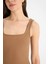 Yeni Sezon Bodycon Vücudu Saran Kare Yaka Fitilli Kaşkorse Askılı Midi Elbise 4