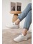 Kadın Lastik Bağcıklı Ortopedik Taban Sneaker Spor Ayakkabı 5