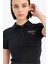 Yeni Sezon Coool Fitted Polo Yaka Baskılı Ribana Kısa Kollu Siyah Tişört 1