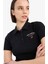 Yeni Sezon Coool Fitted Polo Yaka Baskılı Ribana Kısa Kollu Siyah Tişört 5