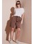Pamuklu Standart Fit Normal Bel Bağlamalı Cepli Şort Bayan Şort 668YP5326 1