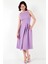 Bisiklet Yaka Regular Fit Cepli Pileli Midi Elbise Bayan Elbise 6051963 2