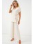 Kadın Kısa Kol Bağcıklı Ayrobin Ikili Takım 6741 - Krem 4