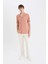 Yeni Sezon modern Fit Polo Yaka Dokulu Penye Kısa Kollu Gömlek 2