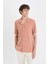 Yeni Sezon modern Fit Polo Yaka Dokulu Penye Kısa Kollu Gömlek 3