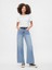 Kadın Mavi High Rise Wide Leg Jean Pantolon 1