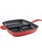 Döküm Bölmeli Grill Izgara Tava, Dikdörtgen, 26X30 Cm, Yekpare Saplı, Kırmızı 3