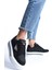 Prag Bağcıklı Ortopedik Taban Desenli Kadın Sneaker Spor Ayakkabı Bt - Siyah 1