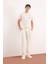 Yeni Sezon Yazlık Viskon Jogger Pantolon Regular Fit Normal Kesim Keten Karışımlı Düz Paça Cepli 2