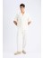 Yeni Sezon Yazlık Viskon Jogger Pantolon Regular Fit Normal Kesim Keten Karışımlı Düz Paça Cepli 3