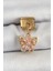 316L Çelik Sallantılı Zirkon Taşlı Çiçek Figürlü Kelebek Model Gold Renk Nomination Charm 1