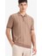 Standart Fit Polo Yaka Yarım Fermuarlı Triko Kısa Kollu Tişört F1945AX25SM 1